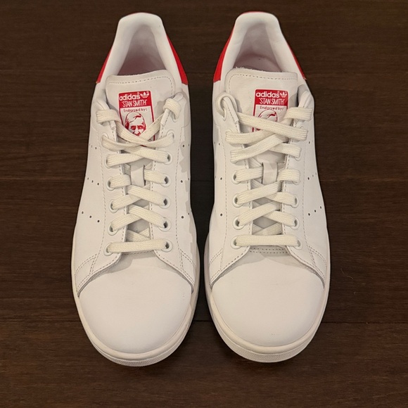 adidas Originals Stan Smith White Red Leather Sneakers Men's Size 8 Low Top - Picture 4 of 9